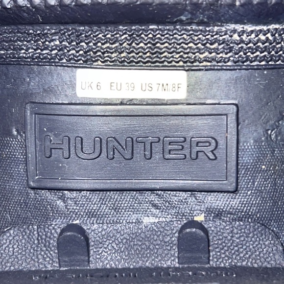 Hunter Original Tall Rain Boot- Matte Navy w/ Turquoise Stripe Sz 7 - Picture 8 of 9